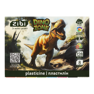 Пластилін KIDS Line DINO, 8 кольорів, 128 г ZB.6277 фото