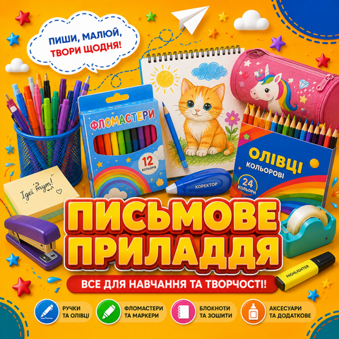 Ручки, олівці, маркери