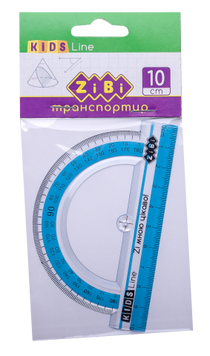 Транспортир 100мм, з блакитною смужкою, блістер ZB.5640-14 фото
