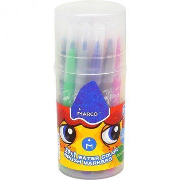Фломастери-пензлики Marco &laquo;Super Washable&raquo; у пластиковій банці, 21 колір, 1633-21-PD 1633-21-PD фото