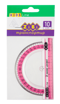 Транспортир 100мм, з рожевою смужкою, блістер ZB.5640-10 фото